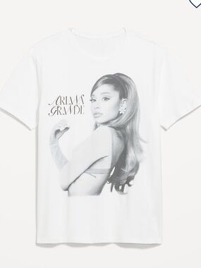 Ariana Grande White Graphic Portrait Tee